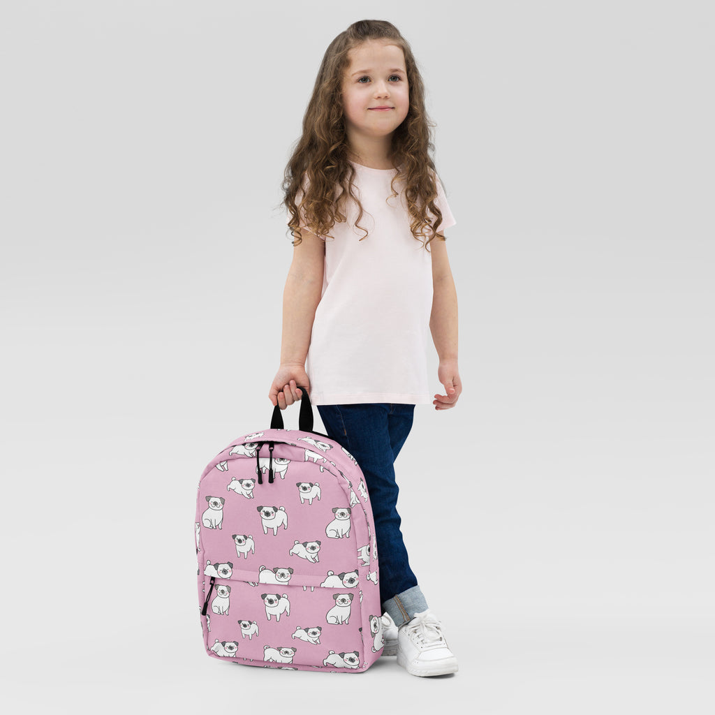 Girls Pink Pug Backpack