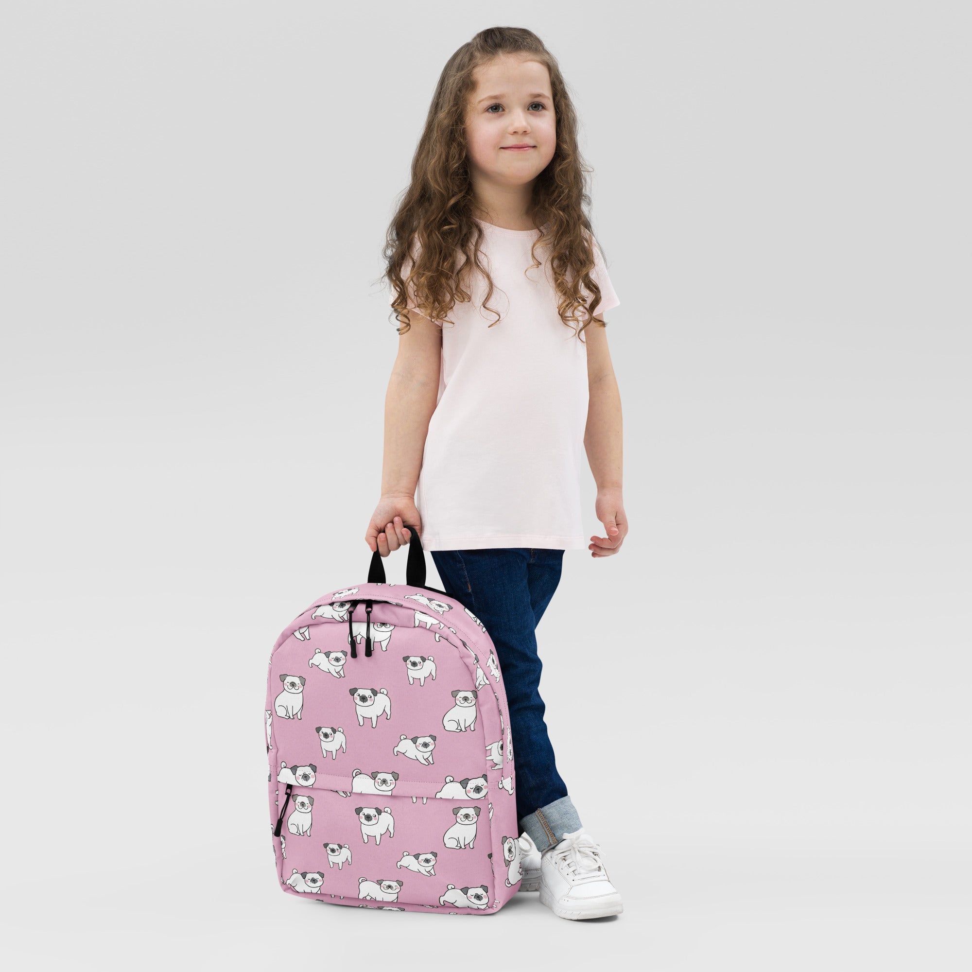 Girls Pink Pug Backpack