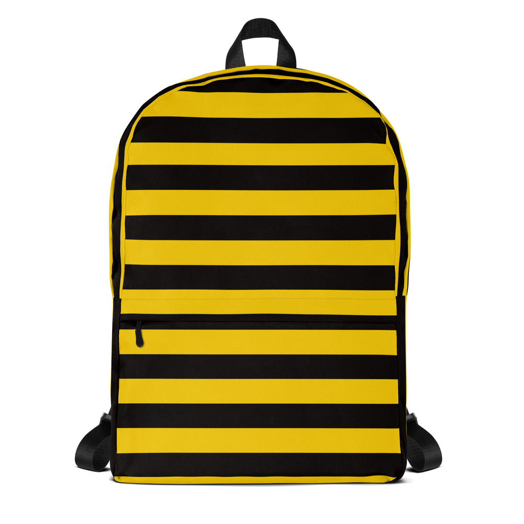 Kids bee stripes backpack with bold yellow and black horizontal stripes designed for kids school use