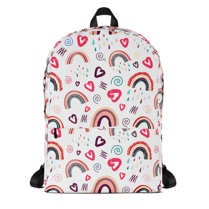 Girls Rainbow Hearts Doodle Backpack
