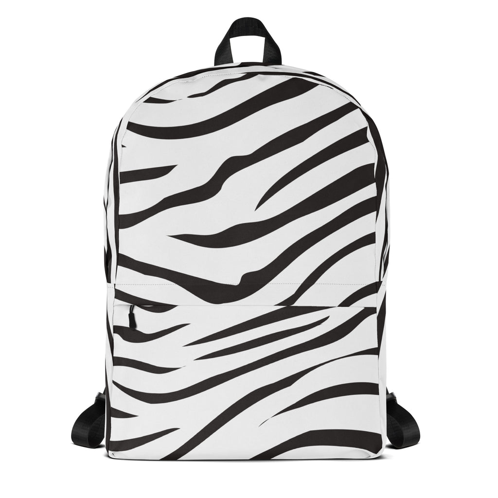 Kids zebra print backpack with sleek black and white zebra stripes and a modern bold pattern for school use