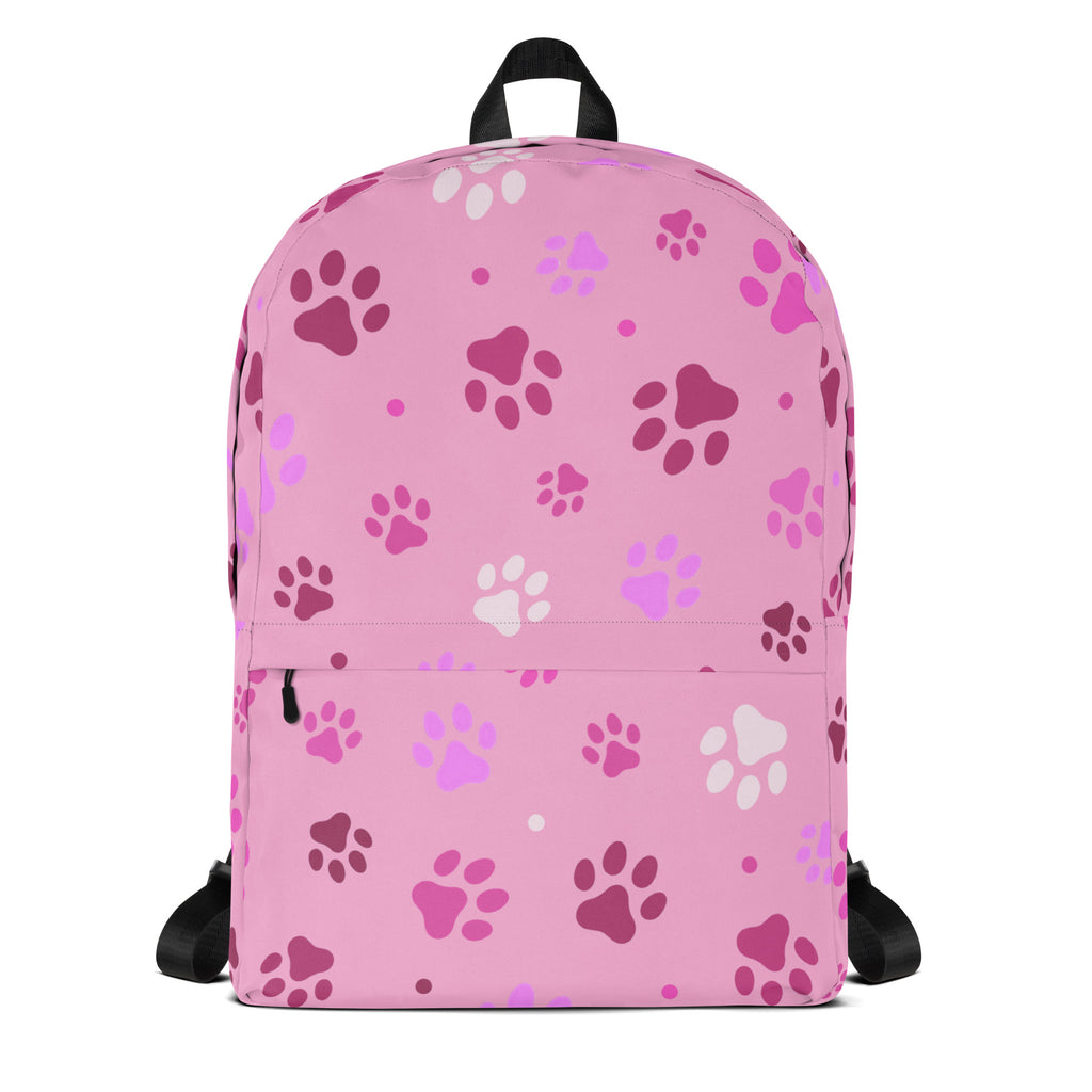 Girls Pink Paw Print Backpack