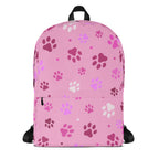 Girls Pink Paw Print Backpack