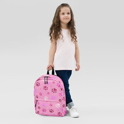 Girls Pink Paw Print Backpack