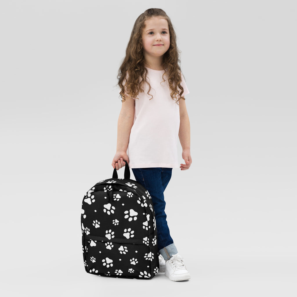 Kids Black Paw Print Backpack