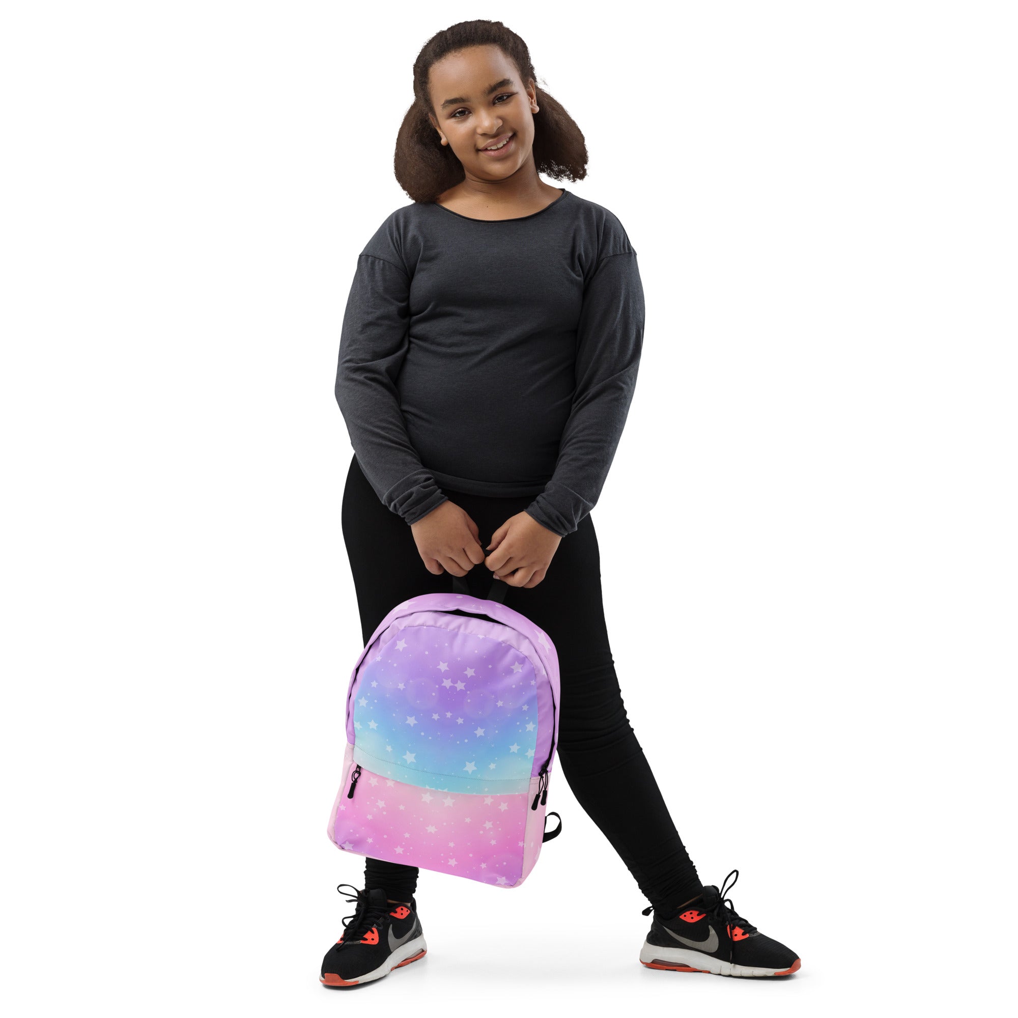 Girls Rainbow Stars Backpack - Water-Resistant School Bag With Adjustable Padded Straps & Breathable Mesh Back