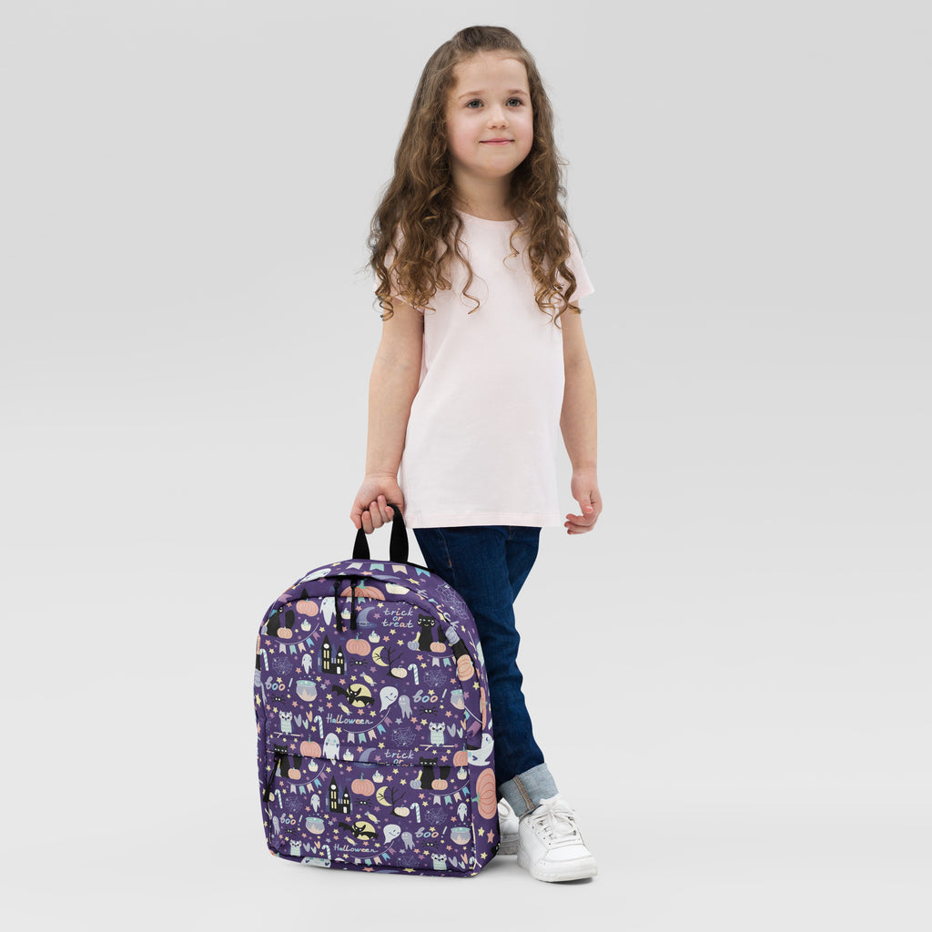 Kids Spooky Halloween Backpack - Water-Resistant School Bag With Adjustable Padded Straps & Breathable Mesh Back
