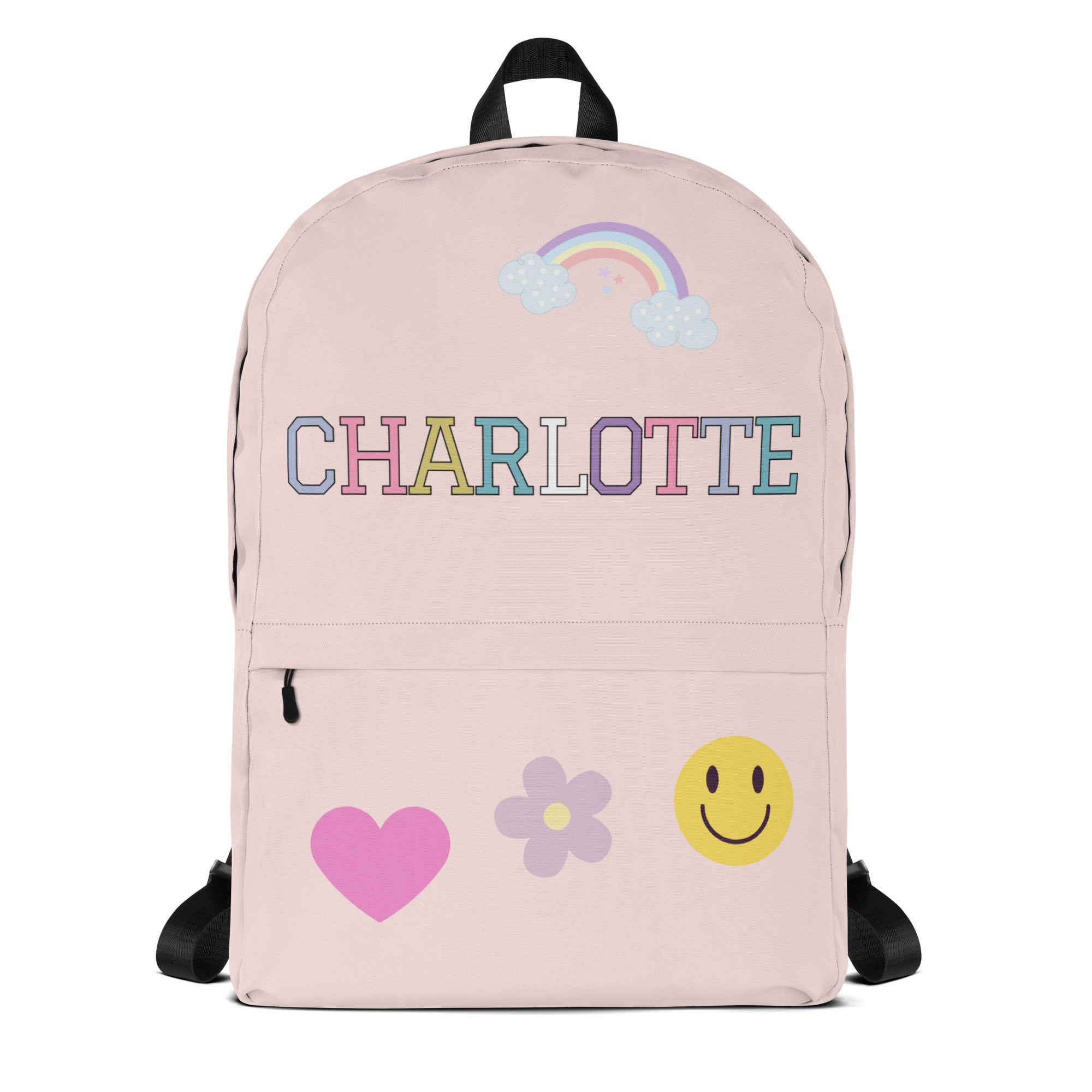 Girls Personalized Rainbow Backpack - Water-Resistant School Bag With Adjustable Padded Straps & Breathable Mesh Back