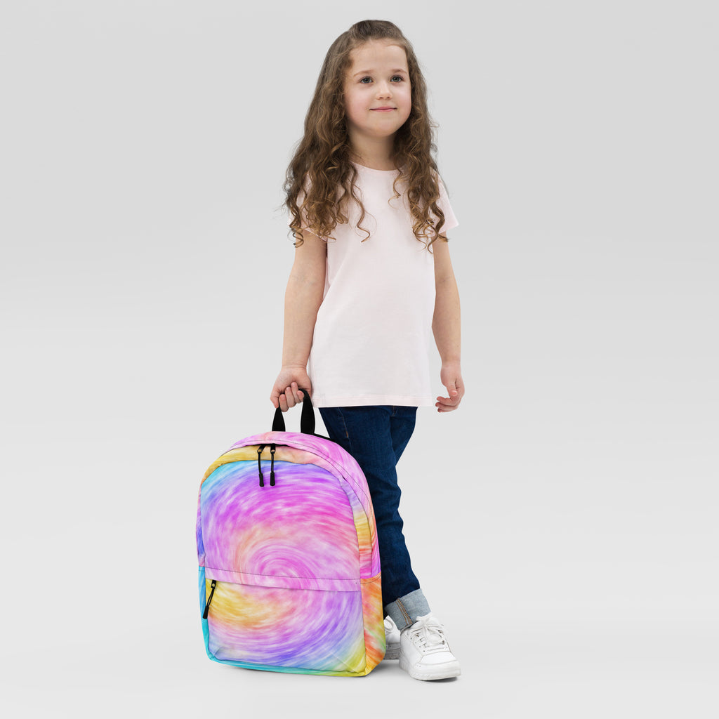 Kids Rainbow Tie Dye Backpack - Water-Resistant School Bag With Adjustable Padded Straps & Breathable Mesh Back