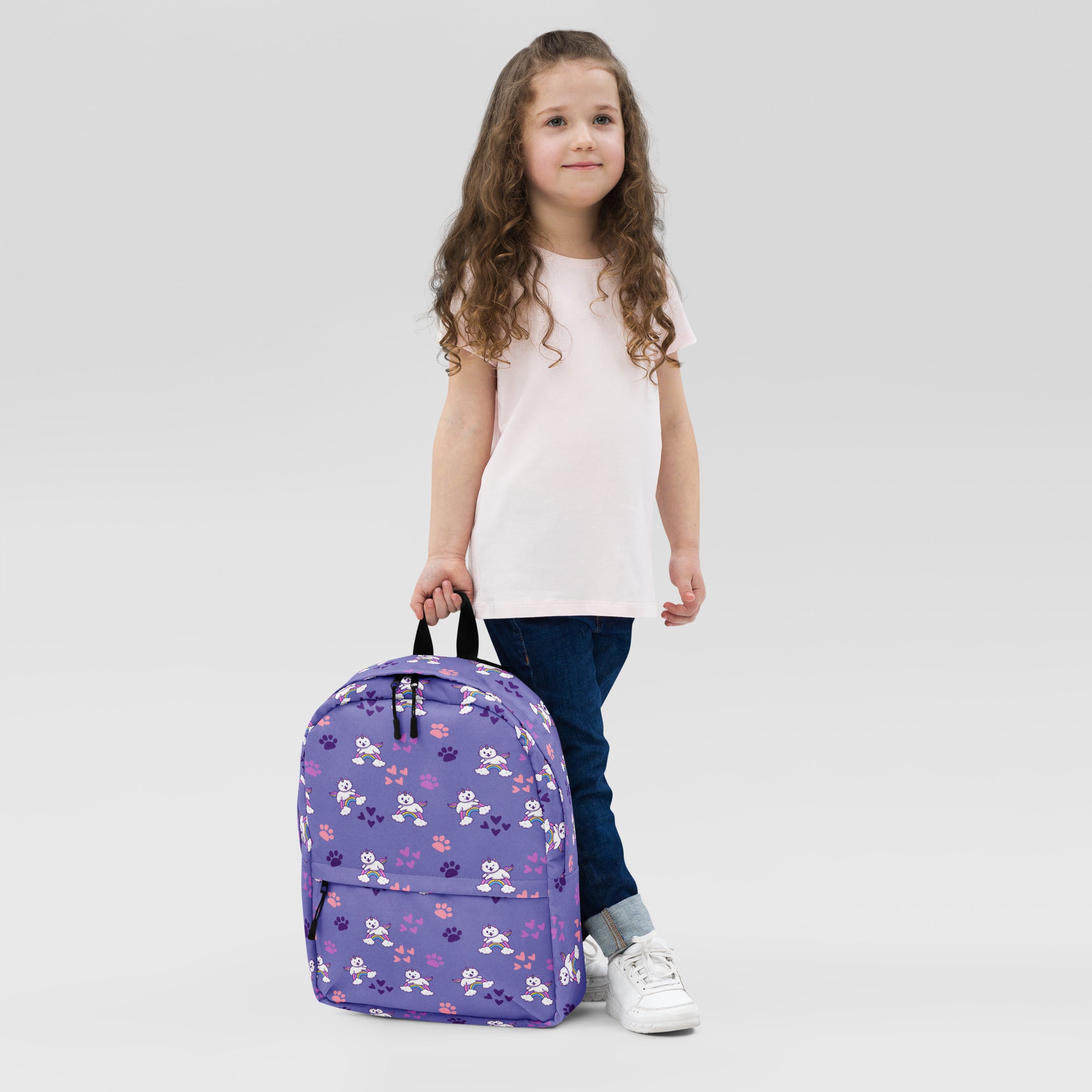 Girls Purple Caticorn Backpack - Water-Resistant School Bag With Adjustable Padded Straps & Breathable Mesh Back