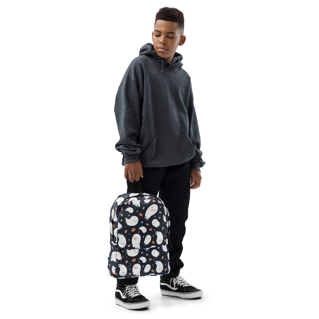 Kids Ghost Halloween Backpack - Water-Resistant School Bag With Adjustable Padded Straps & Breathable Mesh Back