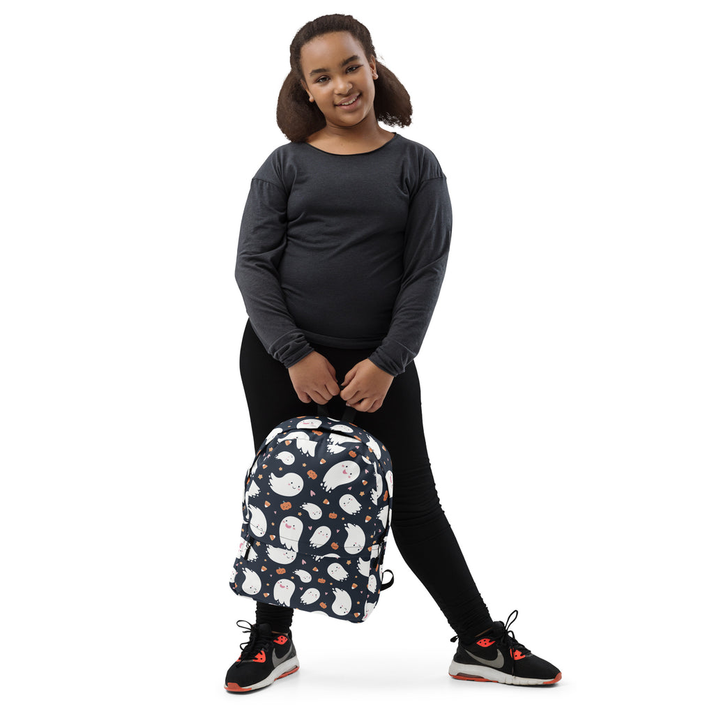 Kids Ghost Halloween Backpack - Water-Resistant School Bag With Adjustable Padded Straps & Breathable Mesh Back