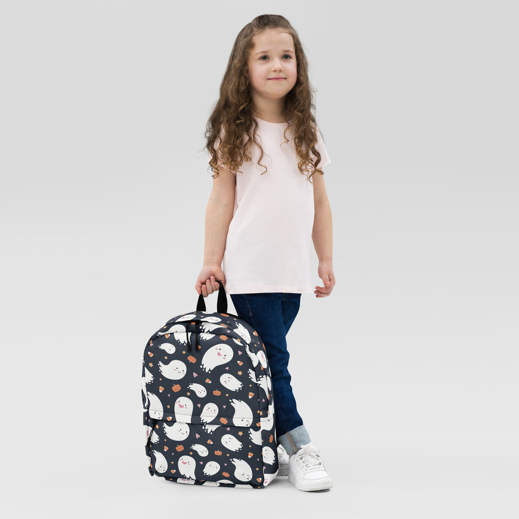 Kids Ghost Halloween Backpack - Water-Resistant School Bag With Adjustable Padded Straps & Breathable Mesh Back