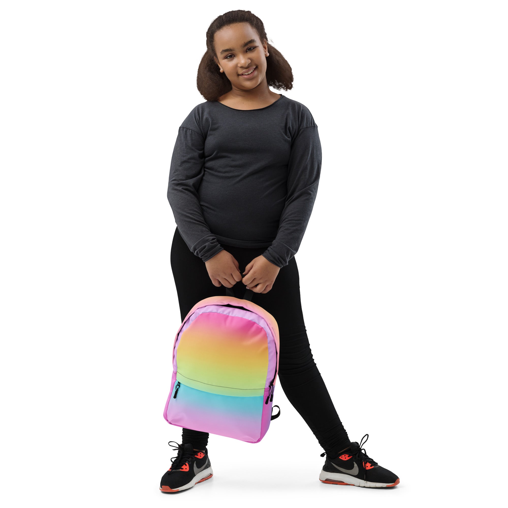 Girls Bright Rainbow Backpack - Water-Resistant School Bag With Adjustable Padded Straps & Breathable Mesh Back
