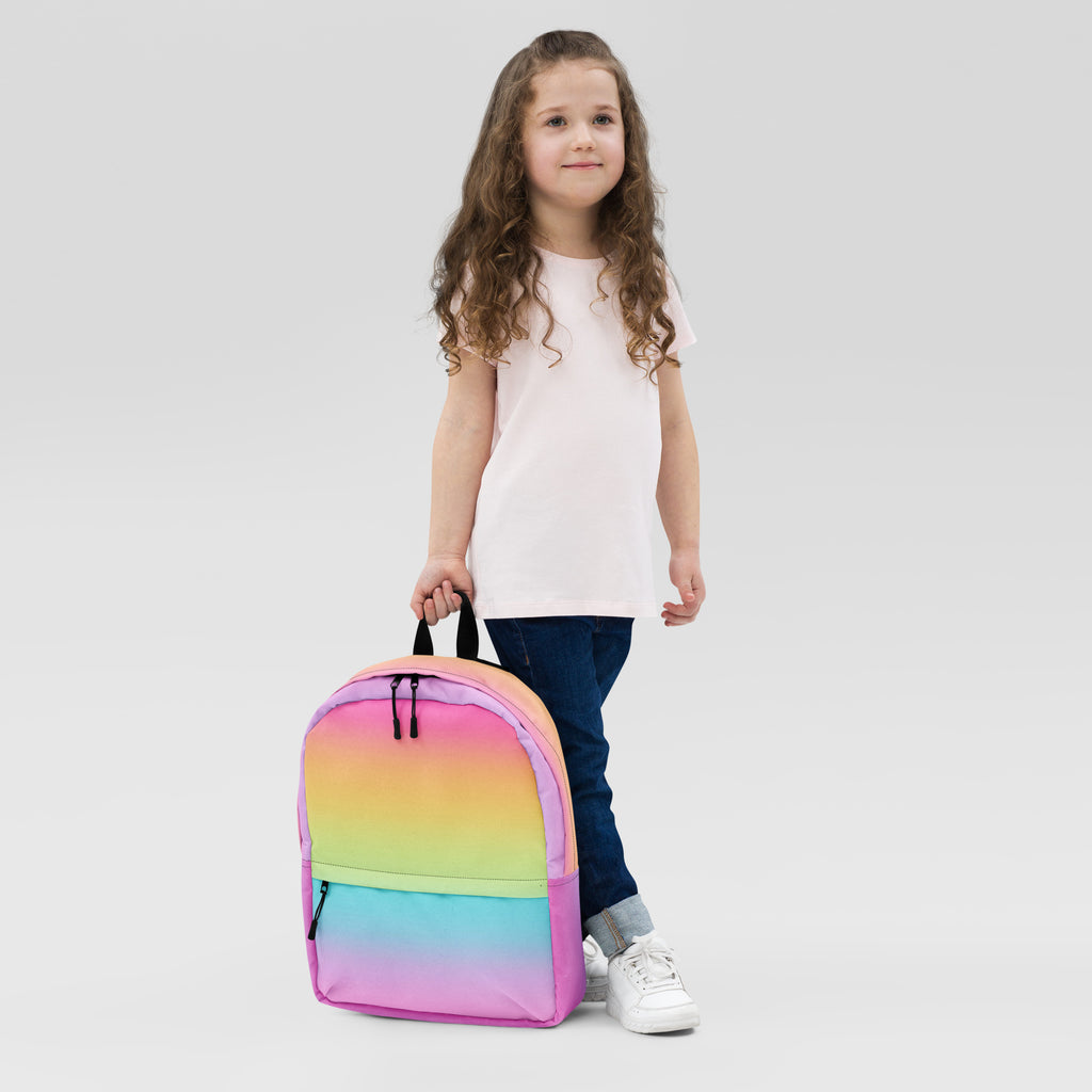 Girls Bright Rainbow Backpack - Water-Resistant School Bag With Adjustable Padded Straps & Breathable Mesh Back