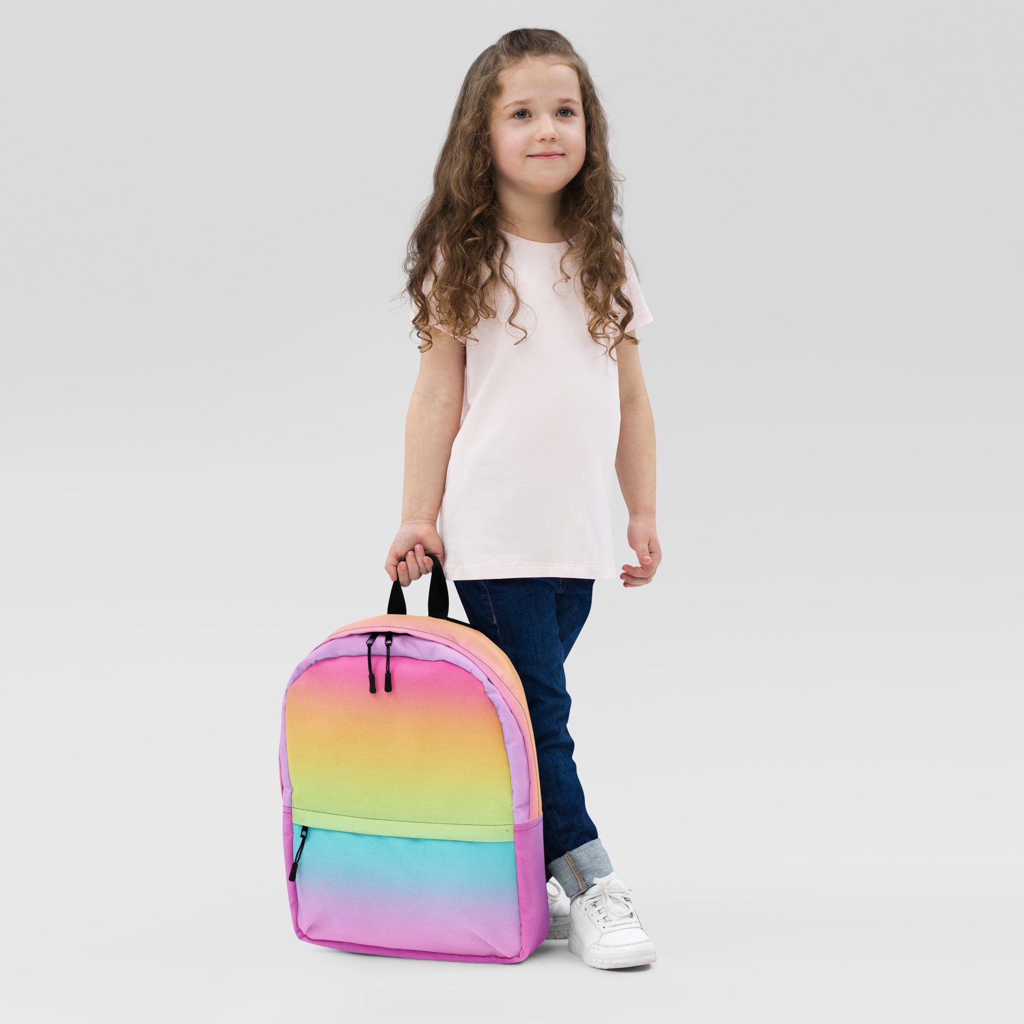 Girls Bright Rainbow Backpack - Water-Resistant School Bag With Adjustable Padded Straps & Breathable Mesh Back