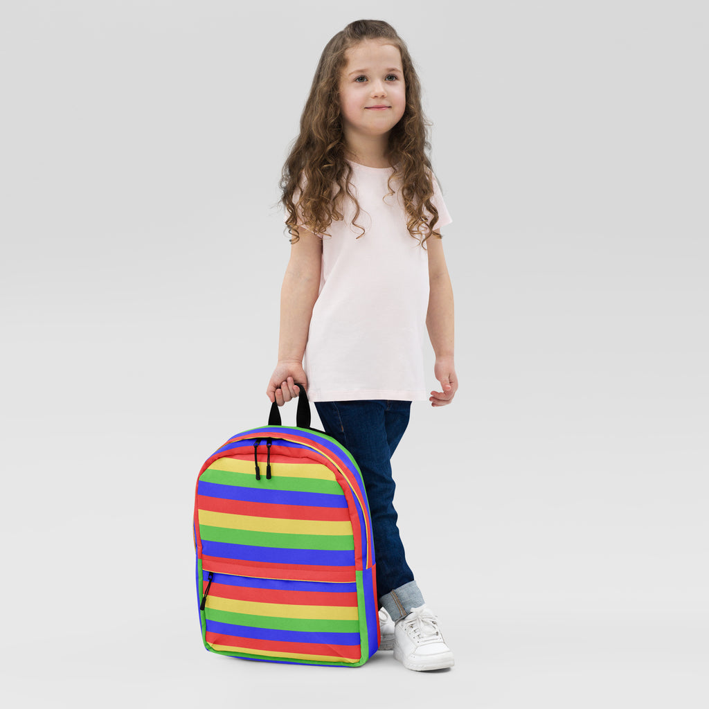 Kids Colorful Striped Backpack - Water-Resistant School Bag With Adjustable Padded Straps & Breathable Mesh Back