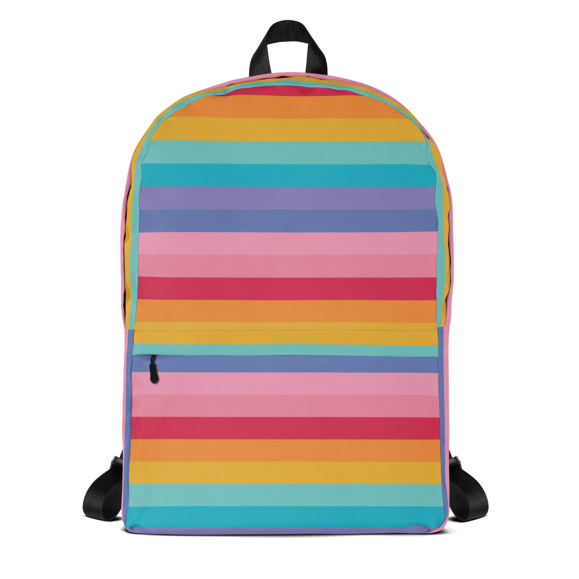 Girls Rainbow Stripe Backpack - Water-Resistant School Bag With Adjustable Padded Straps & Breathable Mesh Back