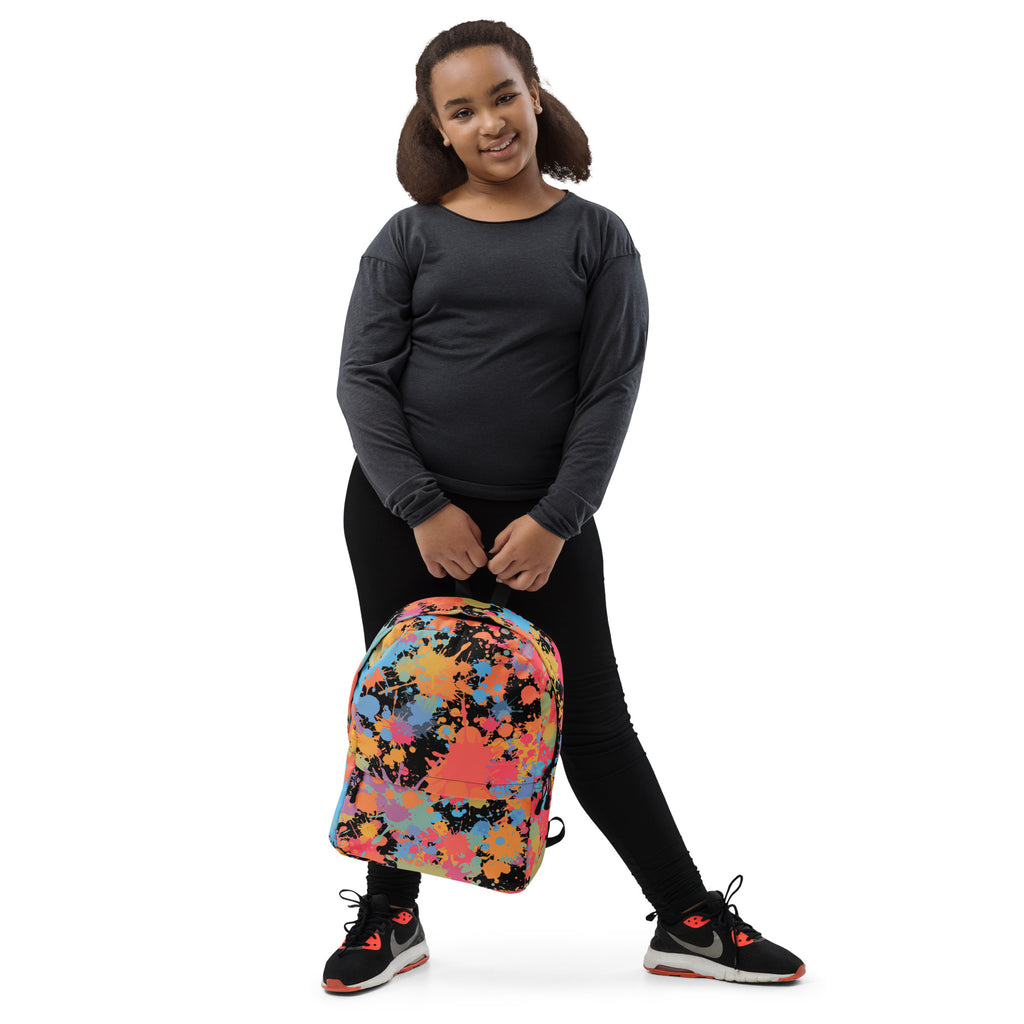 Kids Paint Splatter Backpack - Water-Resistant School Bag With Adjustable Padded Straps & Breathable Mesh Back