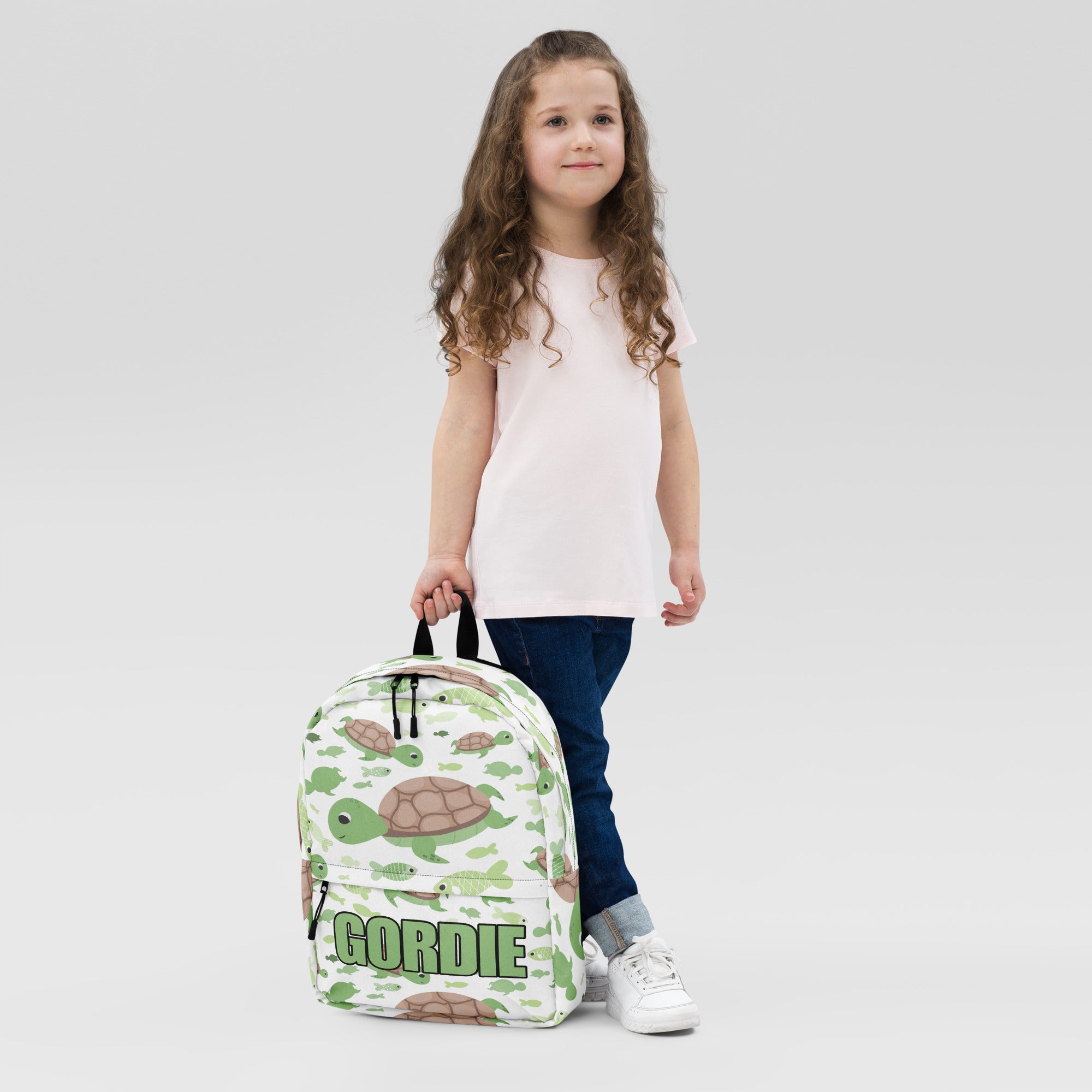Kids Custom Name Green Sea Turtle Backpack - Water-Resistant School Bag With Adjustable Padded Straps & Breathable Mesh Back