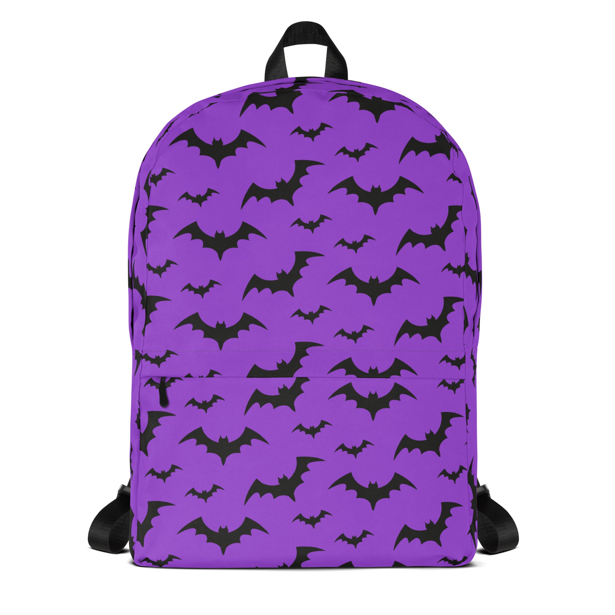 Kids Purple Bats Backpack - Water-Resistant School Bag With Adjustable Padded Straps & Breathable Mesh Back