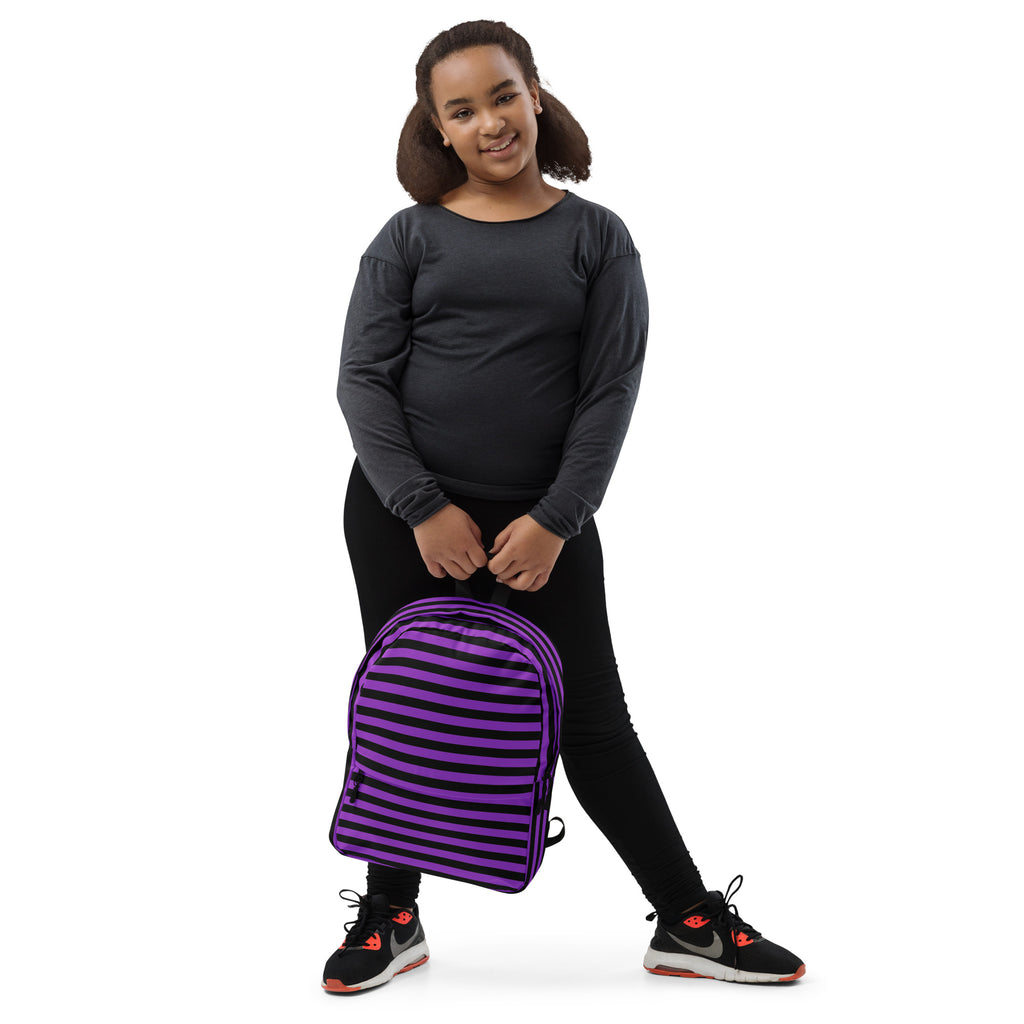Kids Purple and Black Halloween Backpack - Water-Resistant School Bag With Adjustable Padded Straps & Breathable Mesh Back