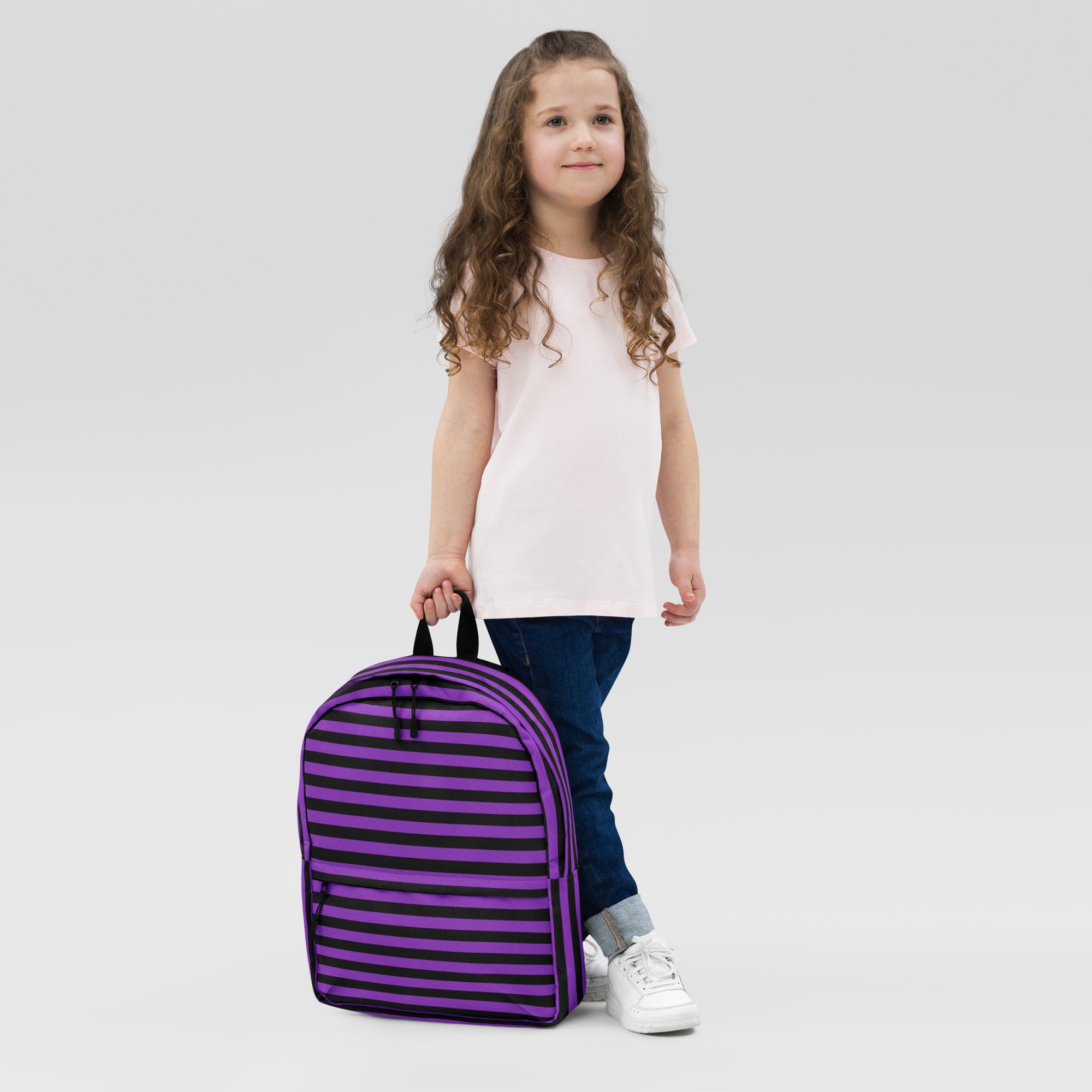 Kids Purple and Black Halloween Backpack - Water-Resistant School Bag With Adjustable Padded Straps & Breathable Mesh Back