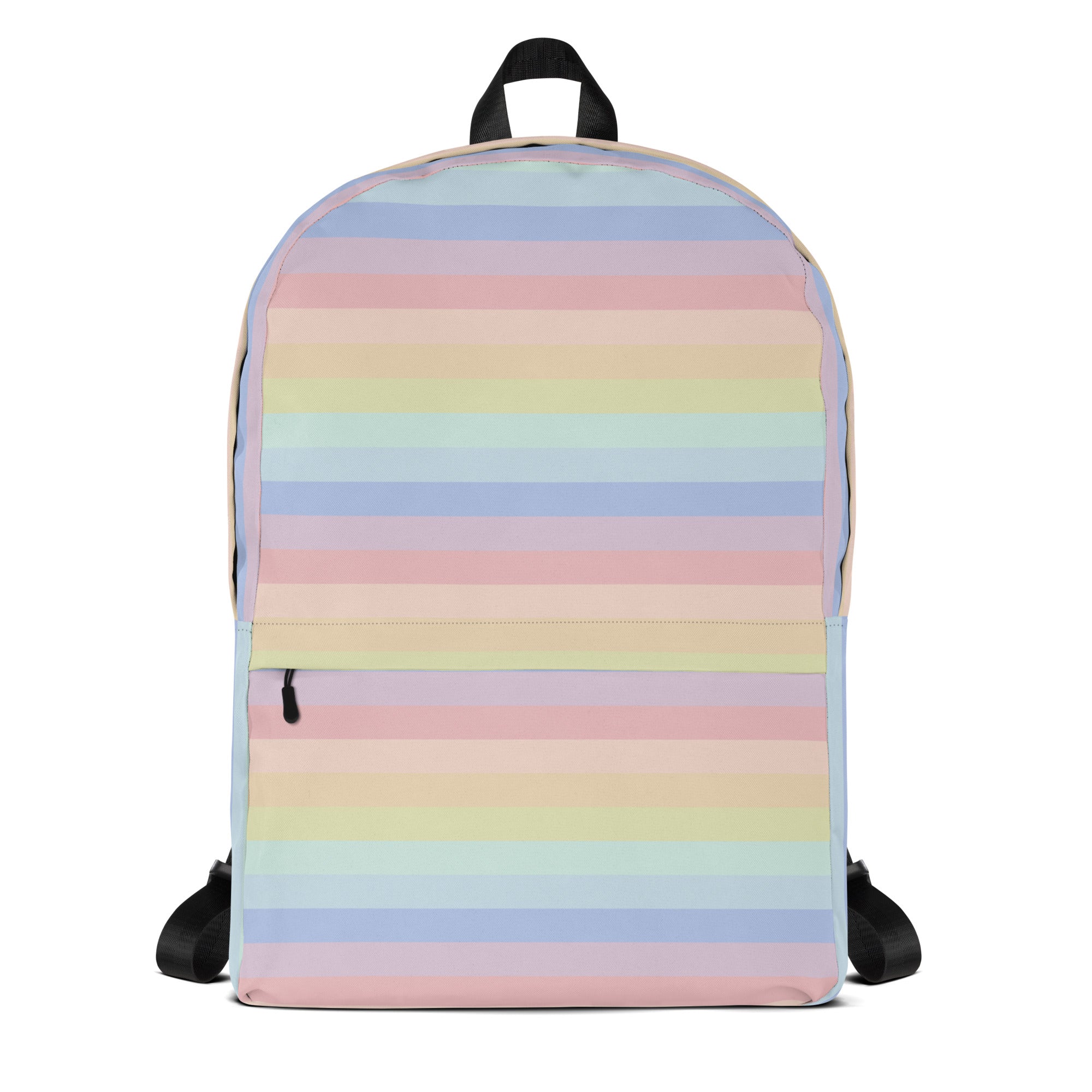 Girls Pastel Rainbow Stripe Backpack - Water-Resistant School Bag With Adjustable Padded Straps & Breathable Mesh Back