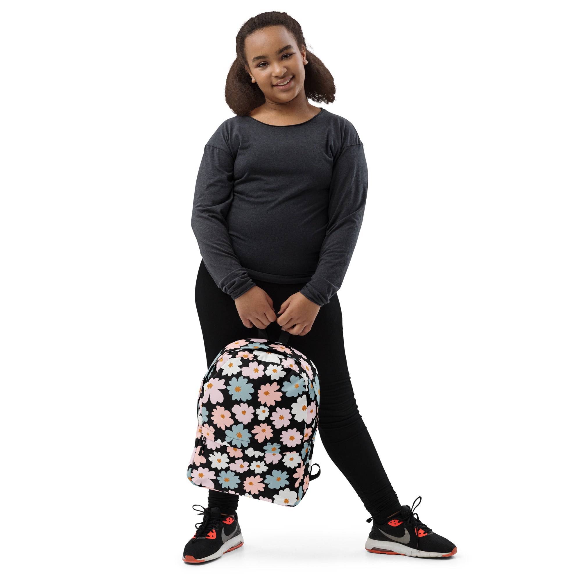 Girls Retro Floral Backpack - Water-Resistant School Bag With Adjustable Padded Straps & Breathable Mesh Back