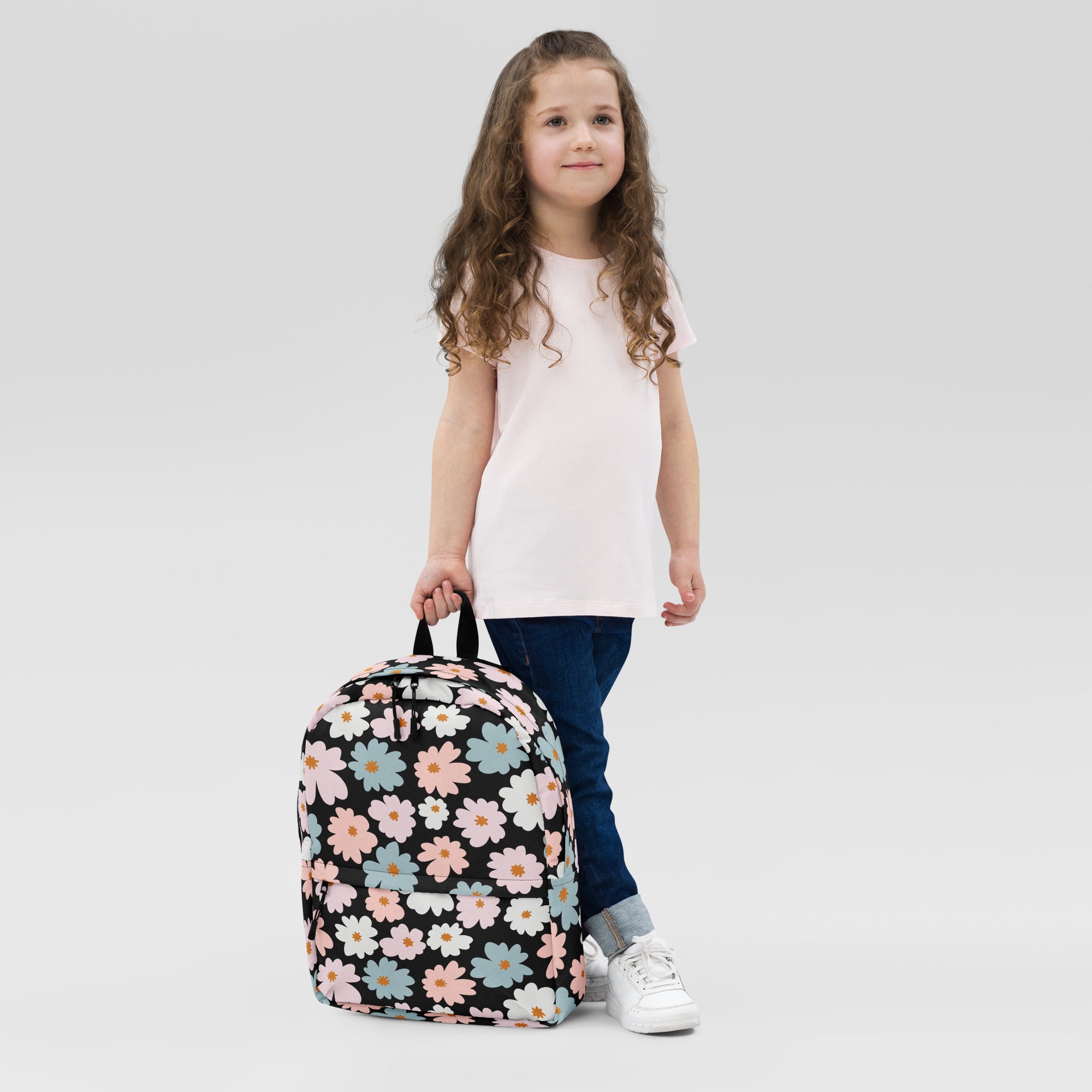 Girls Retro Floral Backpack - Water-Resistant School Bag With Adjustable Padded Straps & Breathable Mesh Back