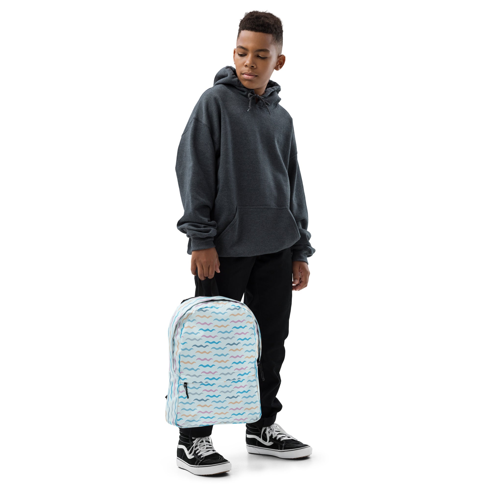 Kids Colorful Ocean Waves Backpack - Water-Resistant School Bag With Adjustable Padded Straps & Breathable Mesh Back