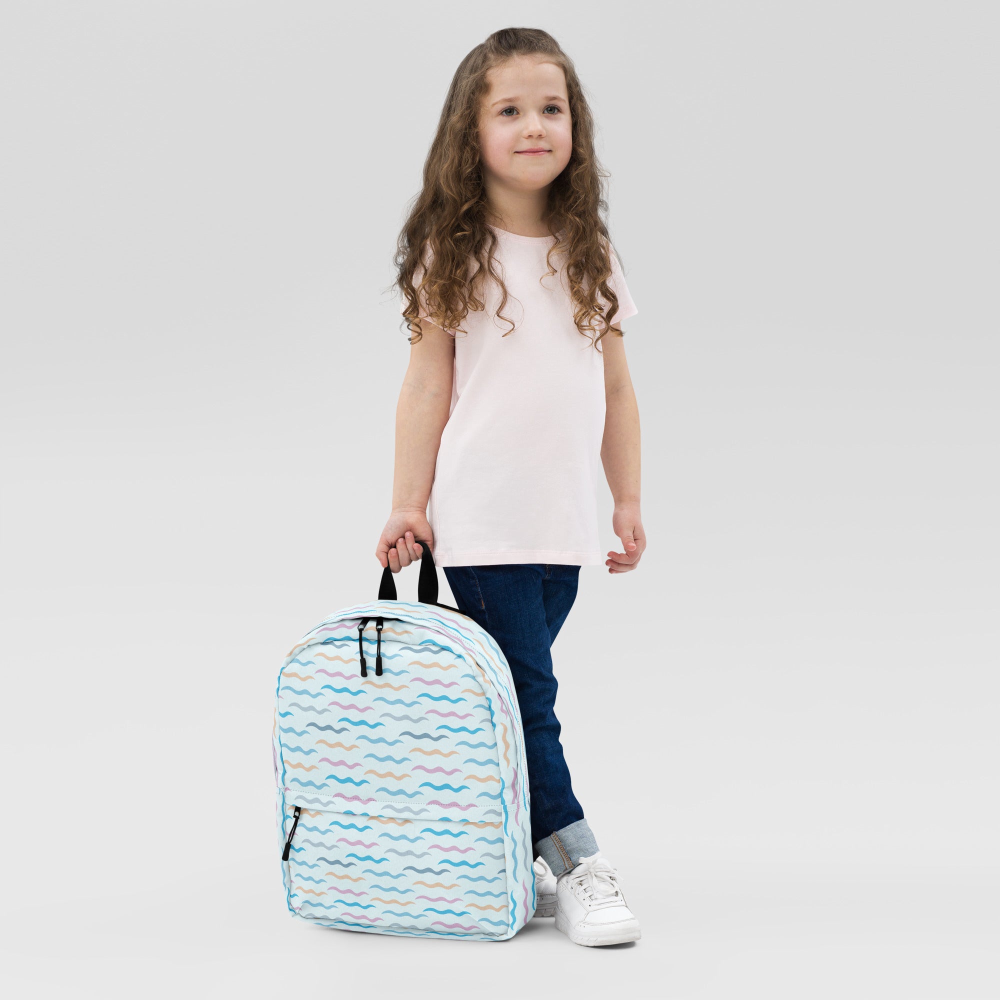Kids Colorful Ocean Waves Backpack - Water-Resistant School Bag With Adjustable Padded Straps & Breathable Mesh Back