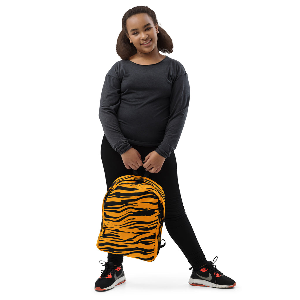 Kids Tiger Stripe Backpack - Water-Resistant School Bag With Adjustable Padded Straps & Breathable Mesh Back
