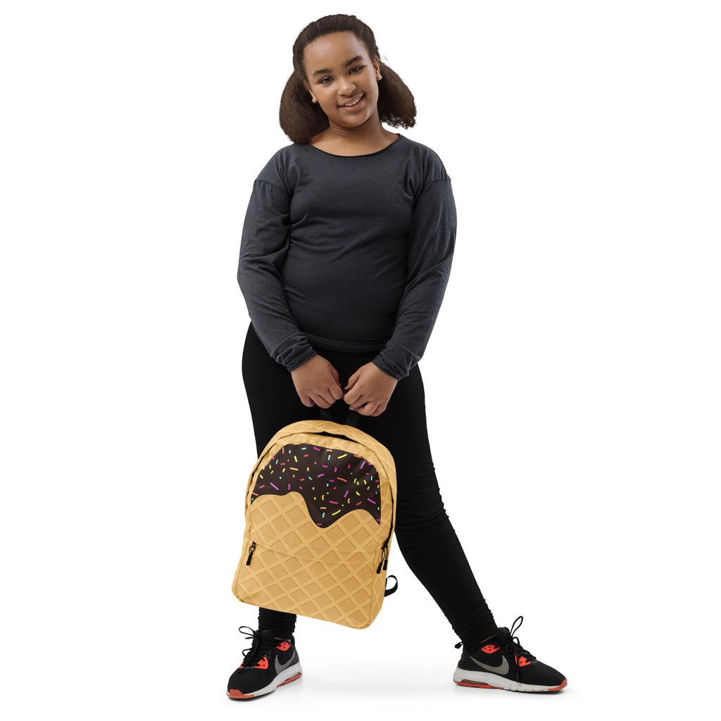 Kids Chocolate Ice Cream Cone Backpack - Water-Resistant School Bag With Adjustable Padded Straps & Breathable Mesh Back