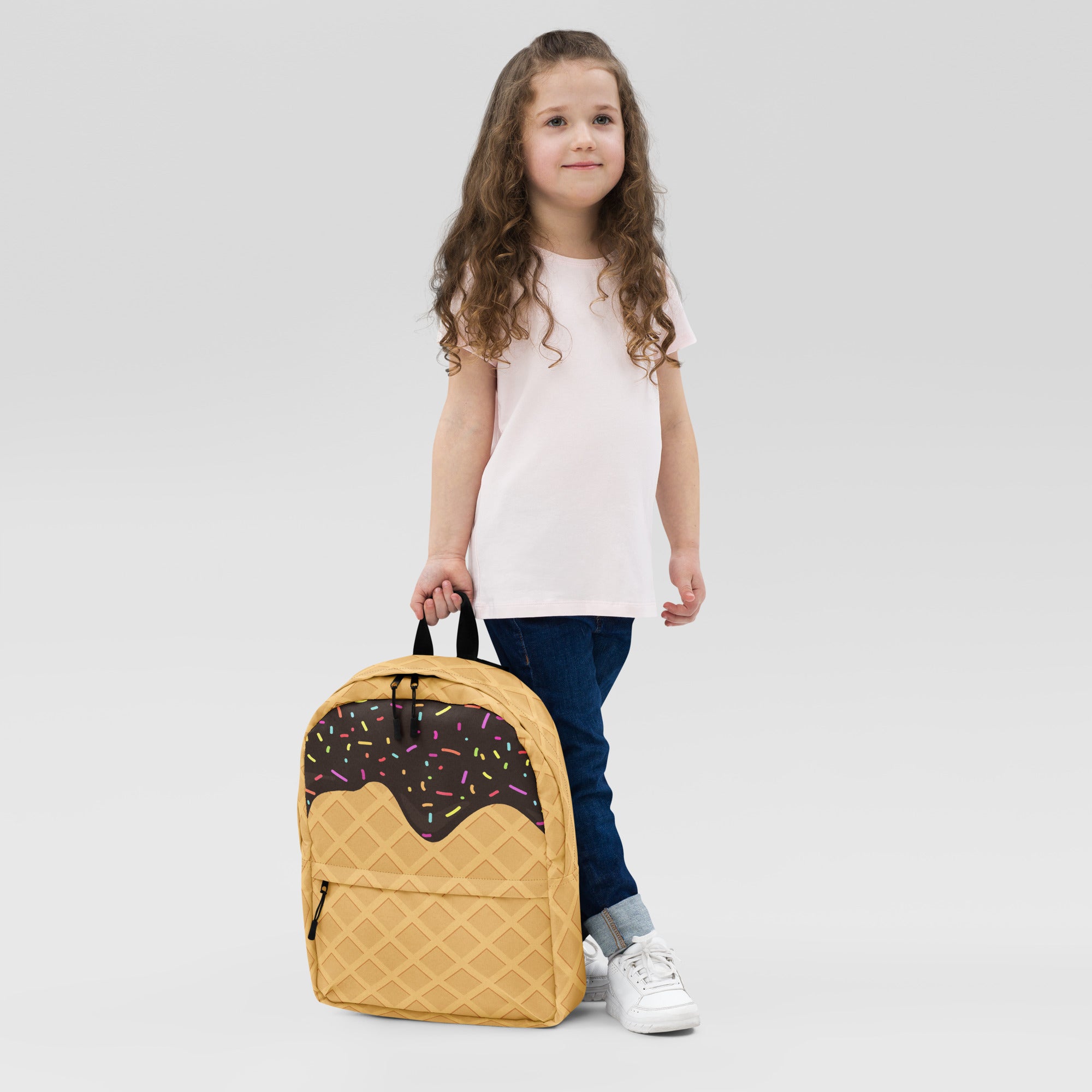 Kids Chocolate Ice Cream Cone Backpack - Water-Resistant School Bag With Adjustable Padded Straps & Breathable Mesh Back