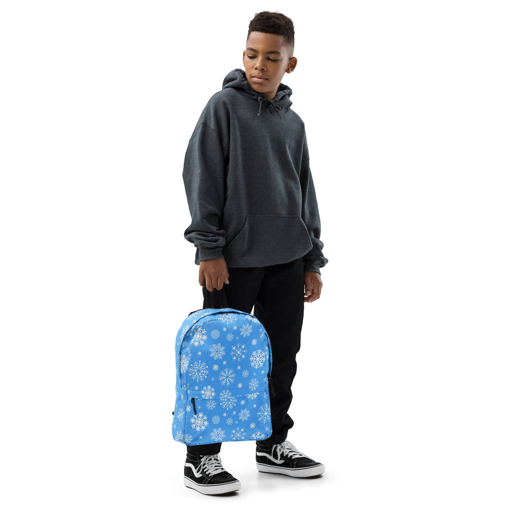 Kids Blue Snowflakes Backpack - Water-Resistant School Bag With Adjustable Padded Straps & Breathable Mesh Back