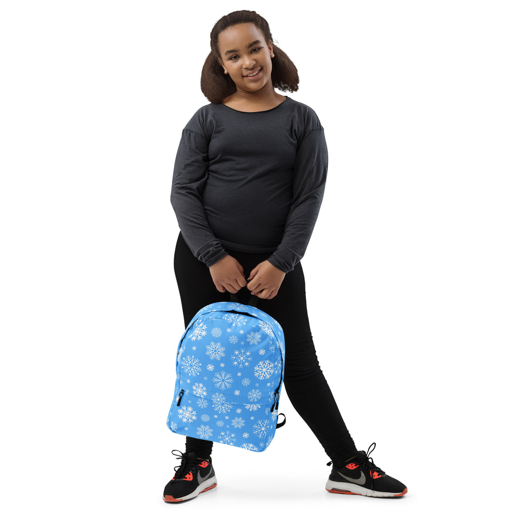 Kids Blue Snowflakes Backpack - Water-Resistant School Bag With Adjustable Padded Straps & Breathable Mesh Back