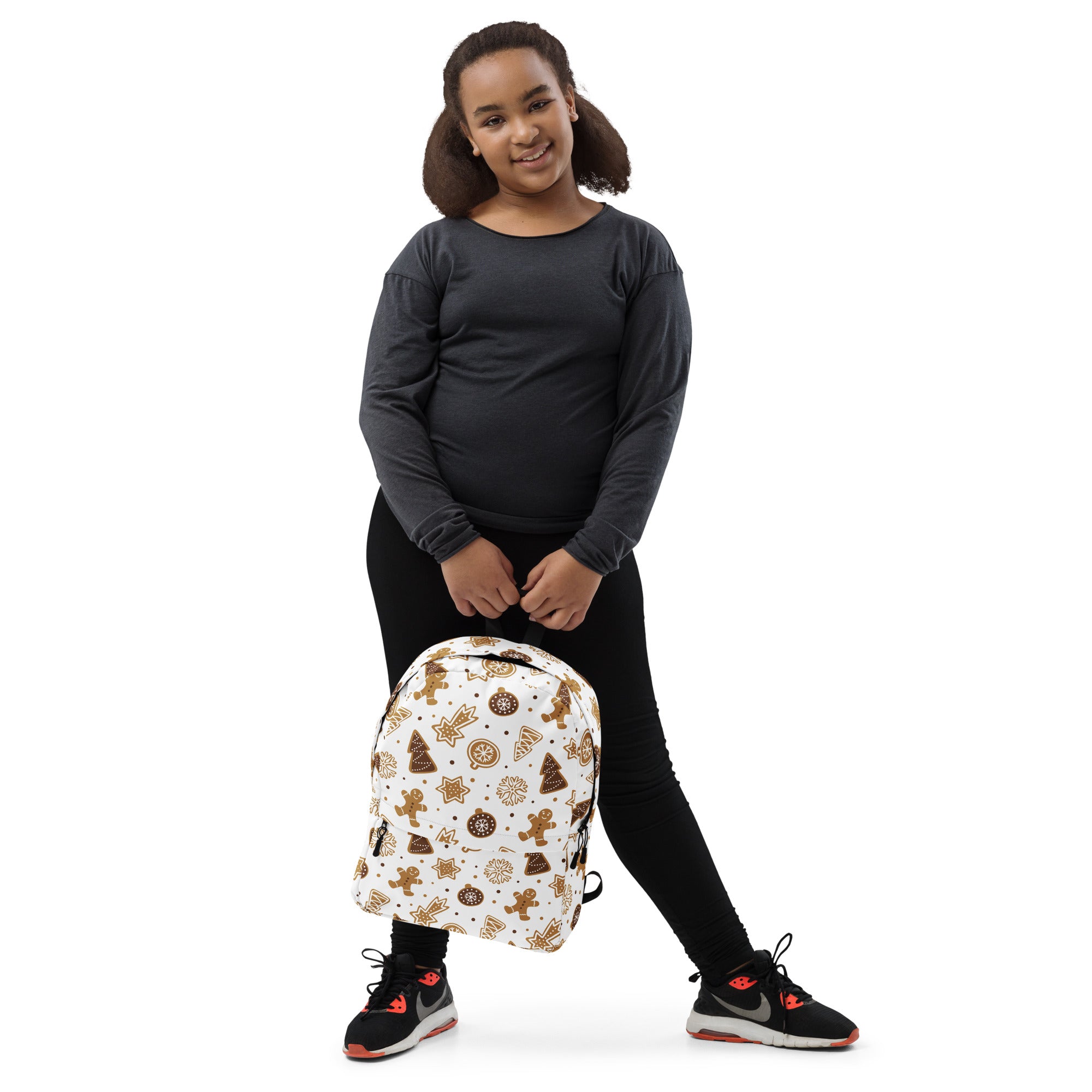 Kids Gingerbread Cookies Christmas Backpack - Water-Resistant School Bag With Adjustable Padded Straps & Breathable Mesh Back