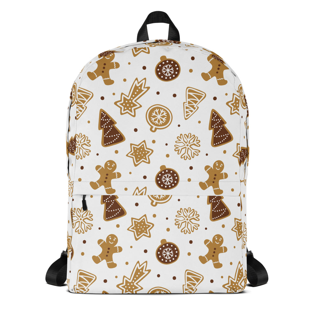 Kids Gingerbread Cookies Christmas Backpack - Water-Resistant School Bag With Adjustable Padded Straps & Breathable Mesh Back