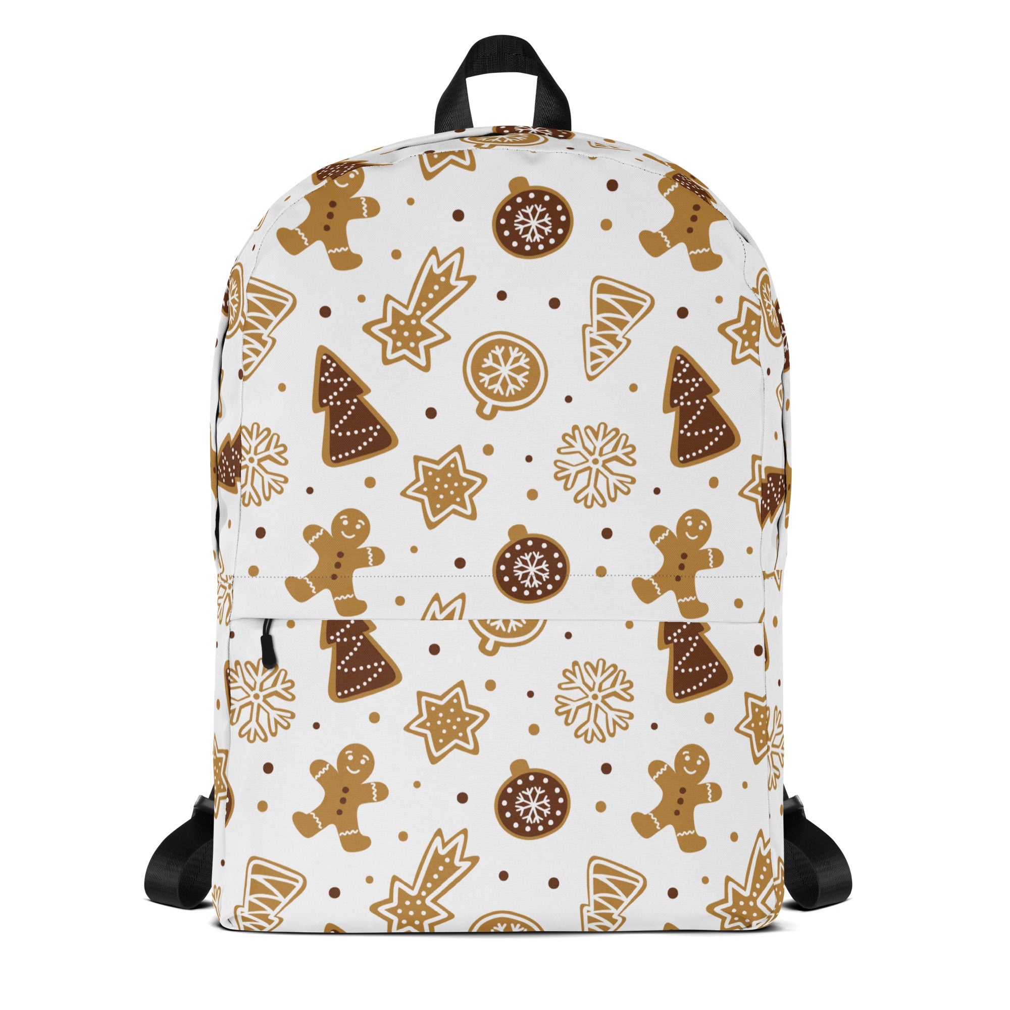 Kids Gingerbread Cookies Christmas Backpack - Water-Resistant School Bag With Adjustable Padded Straps & Breathable Mesh Back