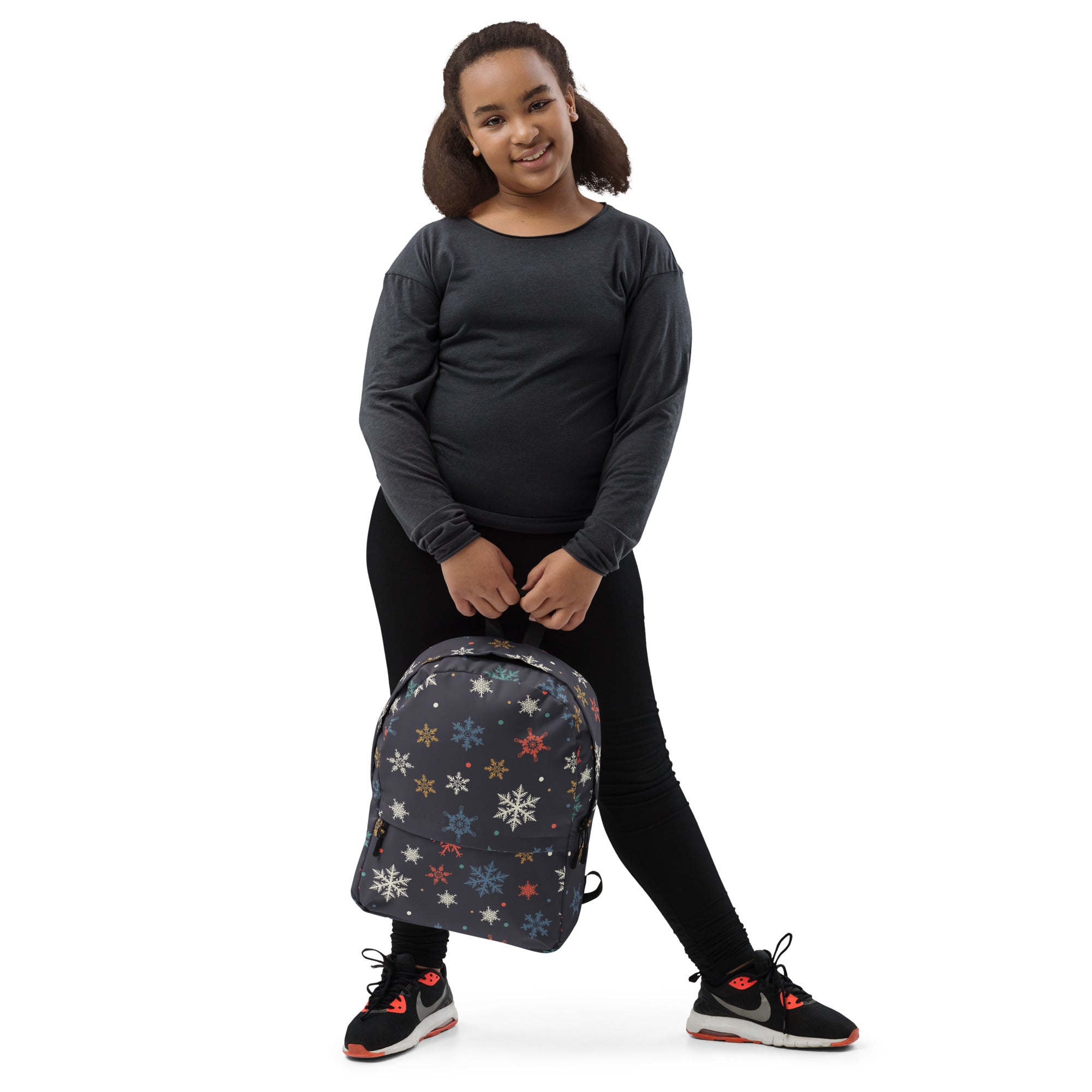 Kids Colorful Snowflake Christmas Backpack - Water-Resistant School Bag With Adjustable Padded Straps & Breathable Mesh Back