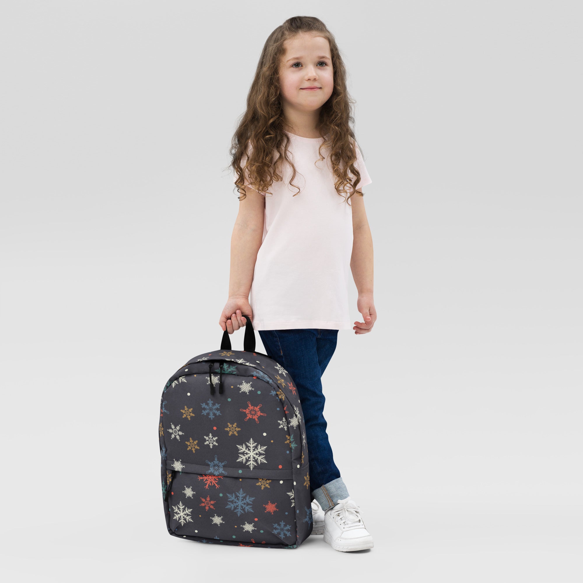 Kids Colorful Snowflake Christmas Backpack - Water-Resistant School Bag With Adjustable Padded Straps & Breathable Mesh Back