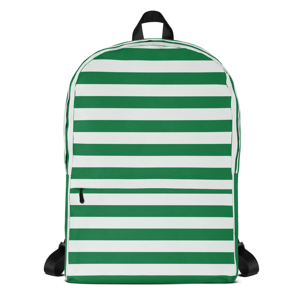 Kids Striped Green Christmas Backpack - Water-Resistant School Bag With Adjustable Padded Straps & Breathable Mesh Back