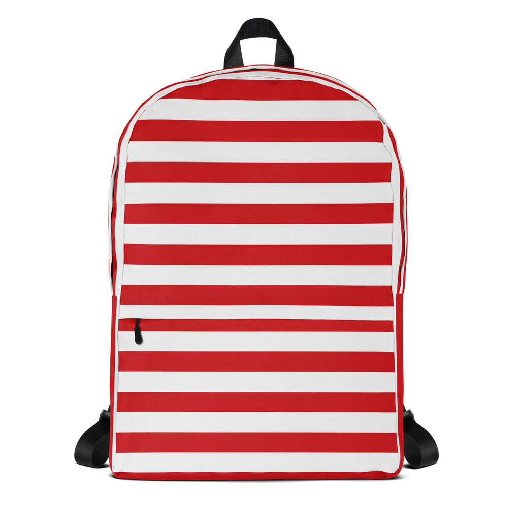 Kids Striped Red Christmas Backpack - Water-Resistant School Bag With Adjustable Padded Straps & Breathable Mesh Back