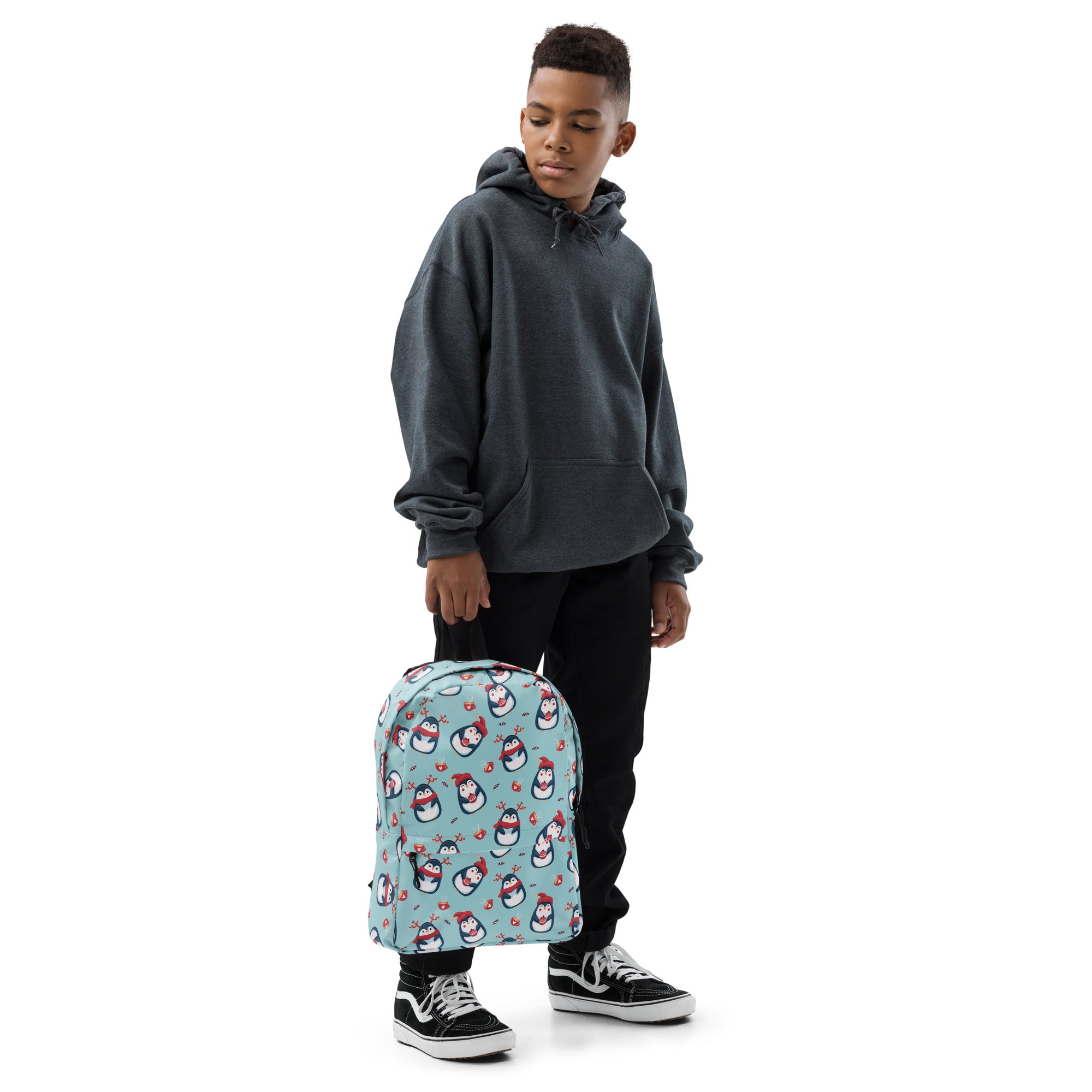Kids Reindeer Penguin Christmas Backpack - Water-Resistant School Bag With Adjustable Padded Straps & Breathable Mesh Back