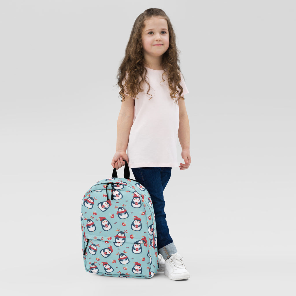 Kids Reindeer Penguin Christmas Backpack - Water-Resistant School Bag With Adjustable Padded Straps & Breathable Mesh Back