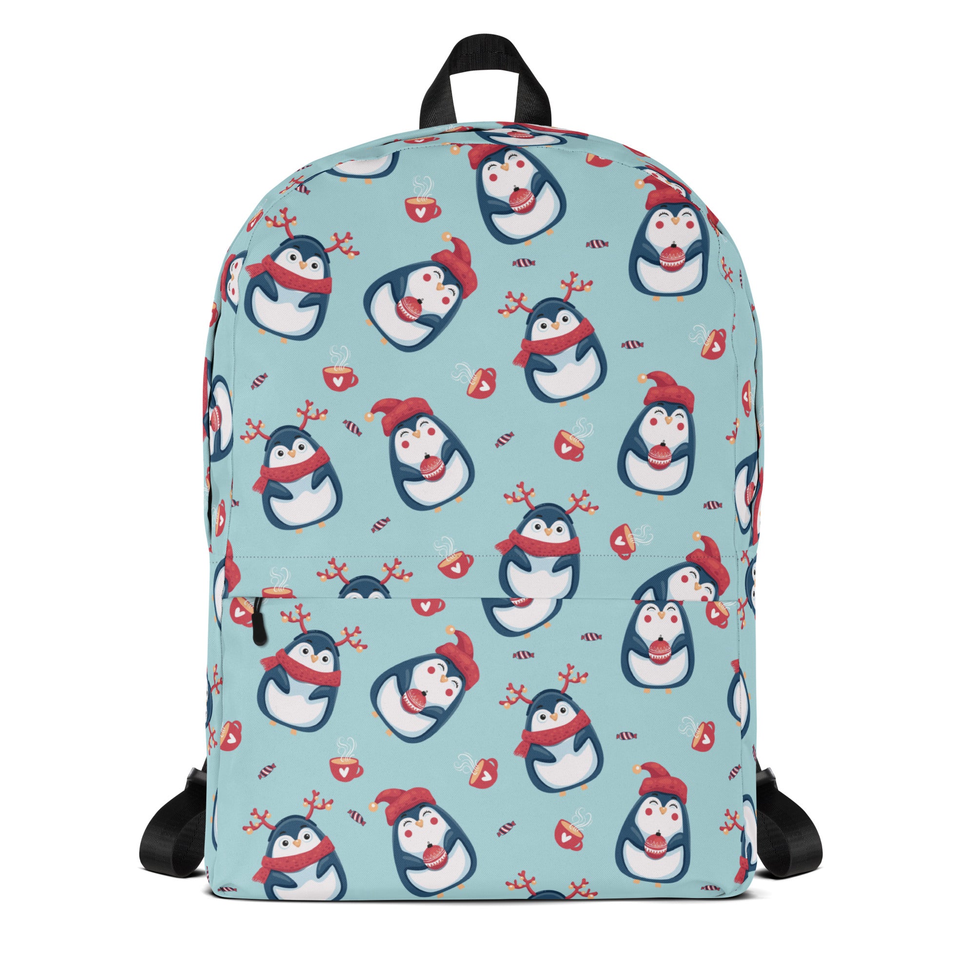Kids Reindeer Penguin Christmas Backpack - Water-Resistant School Bag With Adjustable Padded Straps & Breathable Mesh Back