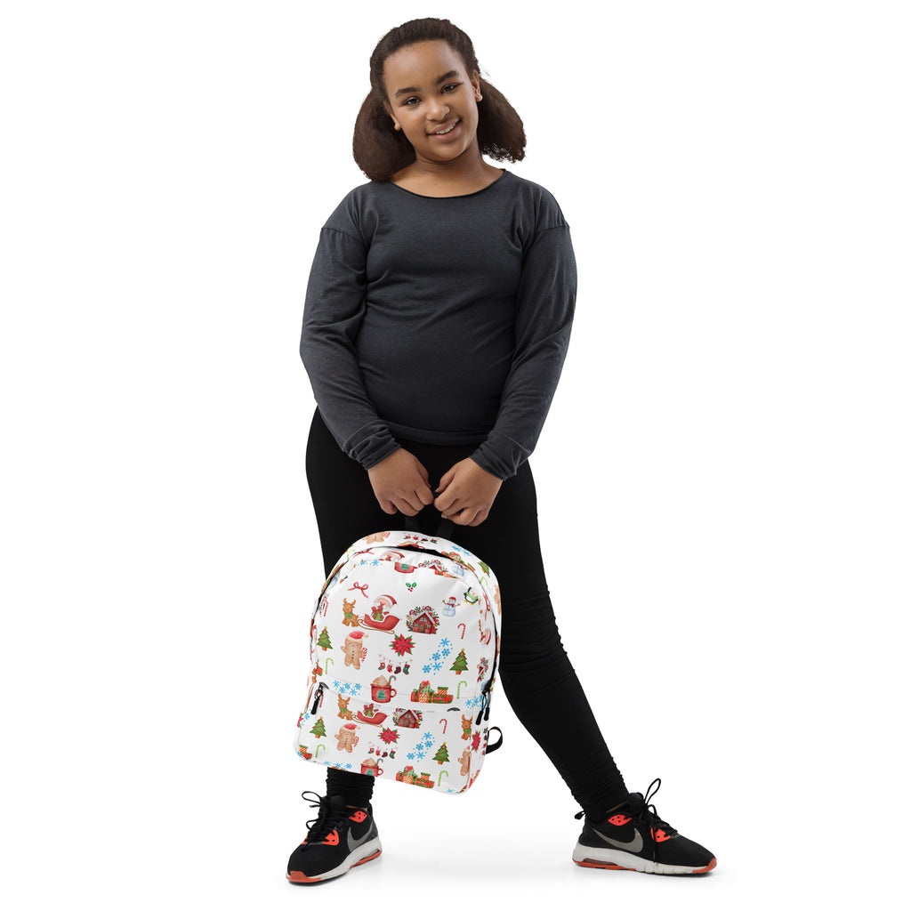 Kids Christmas Themed Backpack - Water-Resistant School Bag With Adjustable Padded Straps & Breathable Mesh Back