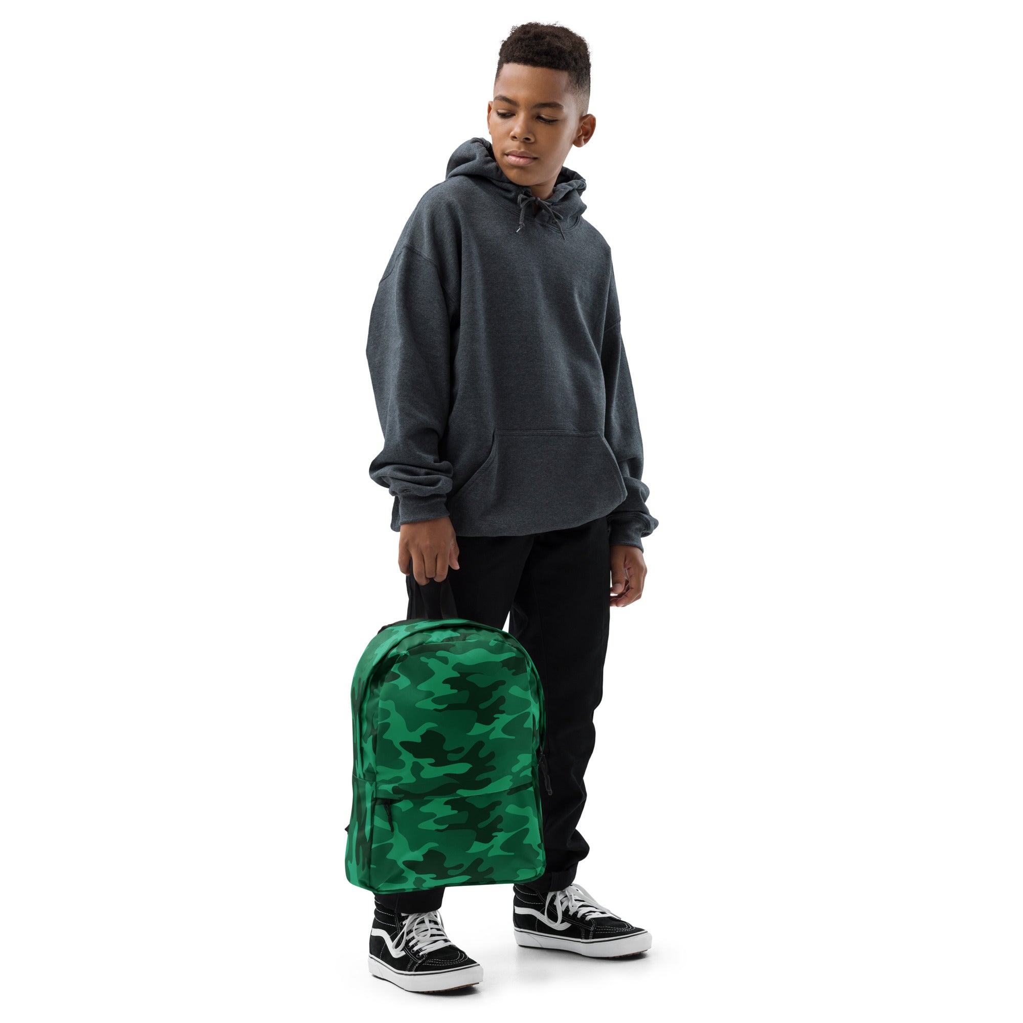 Kids Green Camouflage Backpack - Water-Resistant School Bag With Adjustable Padded Straps & Breathable Mesh Back