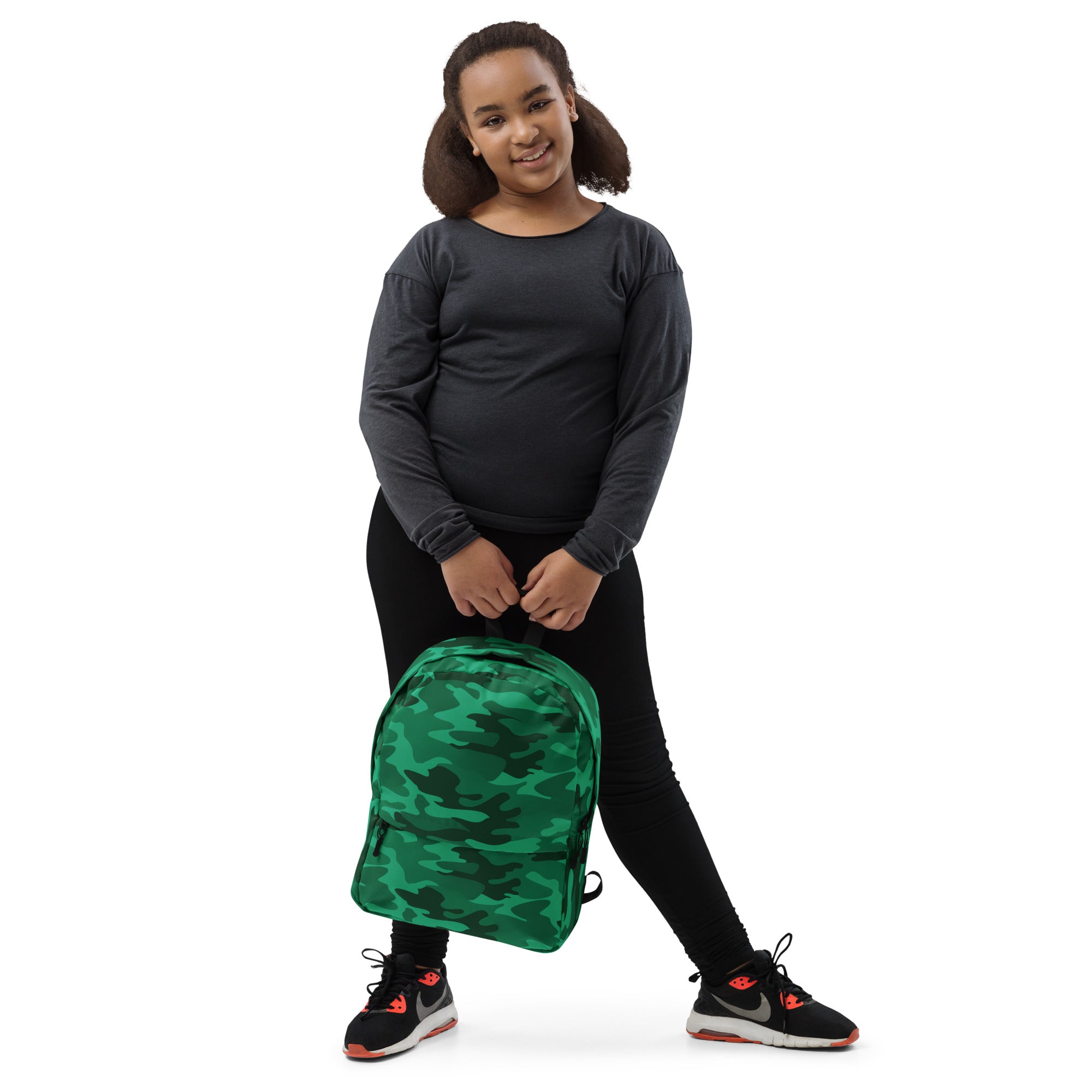 Kids Green Camouflage Backpack - Water-Resistant School Bag With Adjustable Padded Straps & Breathable Mesh Back
